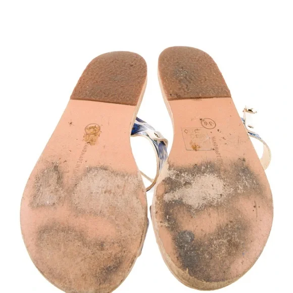 ANCIENT GREEK SANDALS Blue White Evil Eye Leather Strappy Flats Size 6 EU 36 🧿 - Picture 4 of 5